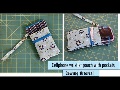 Cellphone wristlet pouch with zipper closure and two pockets sewing tutorial