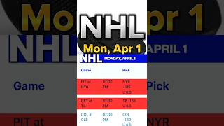 NHL PICKS - MON, APR 1 #nhl #nhlfaceoff #nhlpick #nhlpickstoday#hockey #sports #sportspick#dkstacker