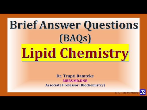 Lipid Chemistry: Brief answer questions with model answers | BAQs| Biochemistry |@NJOYBiochemistry