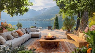 Morning Lakeside Ambience with Spring Nature Sounds and Relaxing Campfire to Relax, Study