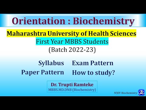 Orientation: Biochemistry for First year MBBS students  Of MUHS | @NJOYBiochemistry