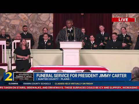 Jimmy Carter's personal pastor delivers eulogy at Maranatha Baptist Church in Plains