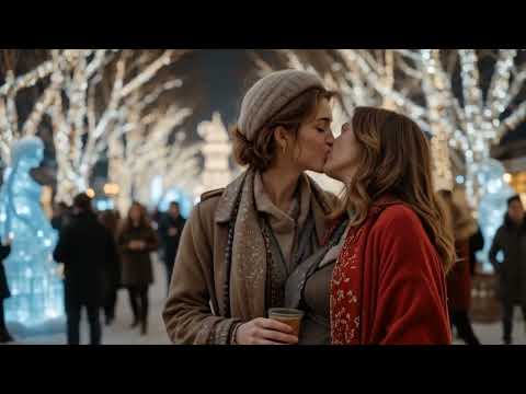 Glow of Love  A Pregnant Woman Finds Joy in a Kiss Amongst Festive Lanterns