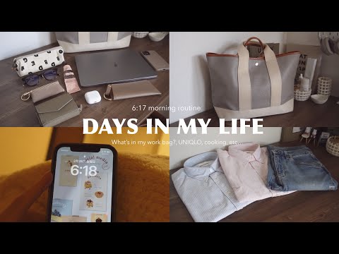 Weekday morning routine☀️What's in my work bag👜UNIQLO👖cooking🧑‍🍳 etc…