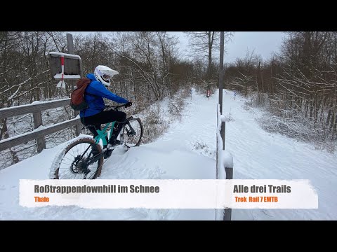 Roßtrappe Downhill - Alle Trails - Neuschnee - Trek Rail 7 eBike im Bikepark Bodetal Harz - 2022