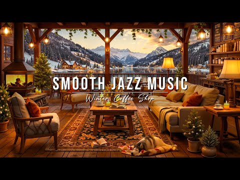 Cozy Winter Coffee Shop Ambience ❄ Smooth Jazz Instrumental Music & Fireplace Sounds for Work, Study