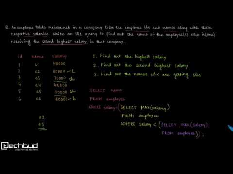 SQL How to Write Nested Query Subquery | Example: Find 2nd Max