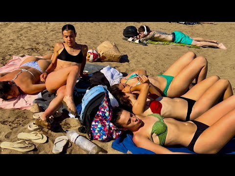 BARCELONA Beach Walk Tour -🏖️ Barceloneta Beach🇪🇸