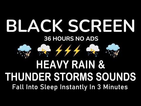 Heavy Rain with Distant Thunder for Sleep _ Black Screen