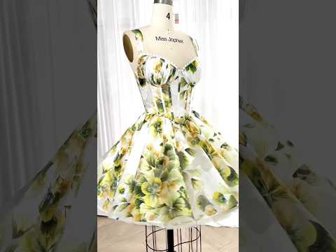 Making a corset floral print organza mini dress #diydress #promdress #fashion #sewing #wedding