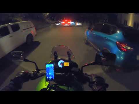 Super cosy STHLM City night time Driving, POV Motorcycle, ASMR. Kawasaki 650cc GPR exhaust