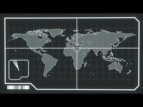 HUD futuristic interface with a world map in the background. Screensaver video  | Free Footage