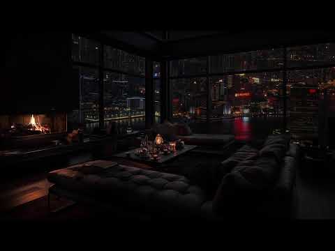 Rain Sounds for Sleeping | Cozy City Room with Fireplace & Warm Lights to Relieve Sleep Disorders