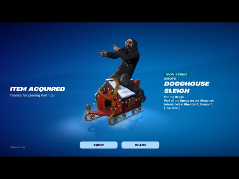 Buying the Dogghouse Sleigh emote in Fortnite!