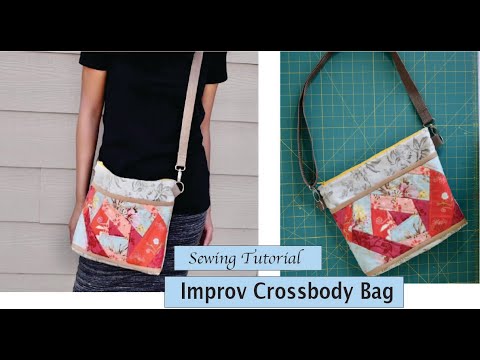 improv crossbody bag with zippered closure and pockets - sewing tutorial