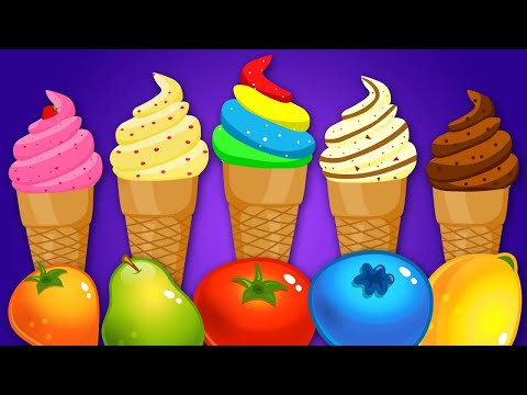 🍦🌈 Learn Colors And Fruits With Ice Cream | Educational Videos For Kids