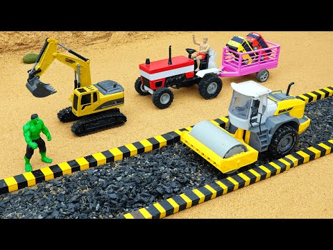 Diy tractor mini Bulldozer to making concrete road | Construction Vehicles, Road Roller #16