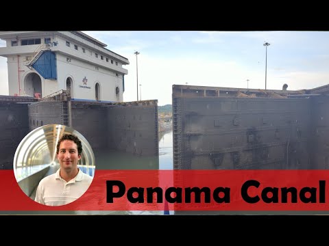 Miraflores Lock Gates Opening on the Panama Canal [Between Upper and Lower Chamber]