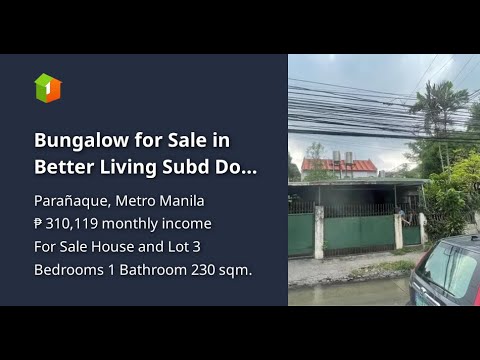 Bungalow for Sale in Better Living Subd Don Bosco Paranaque City