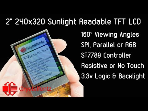 2" 240x320 Sunlight Readable TFT LCD Display! Nice Little High-Density Screen w/Touch option